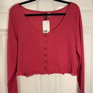 H&M Cropped Pink Button Top